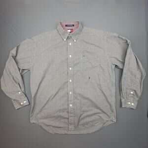 Vintage Tommy Hilfiger Men’s XL Green Gingham Plaid Crest Logo Button Down Shirt